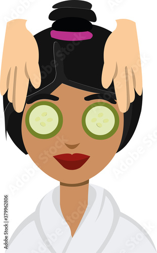 Vector illustration of emoticon concept spa, massage and beauty