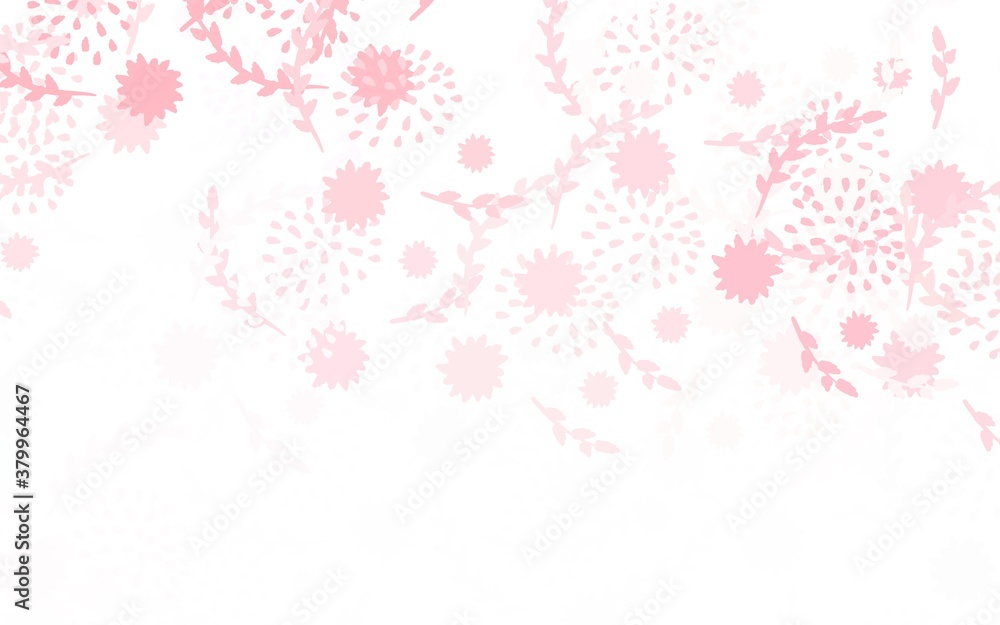 Light Red vector doodle template with flowers, roses.