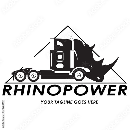 Unique illustration truck logo with rhino head,for your identity transportation brand.