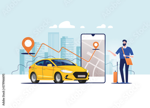 Car and satellite navigation systems concept vector illustration.