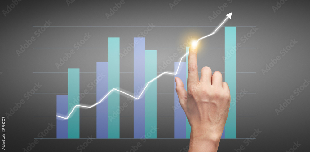 Hand touching graphs of financial indicator accounting market economy analysis chart Hand touching graphs of financial indicator accounting market economy analysis chart