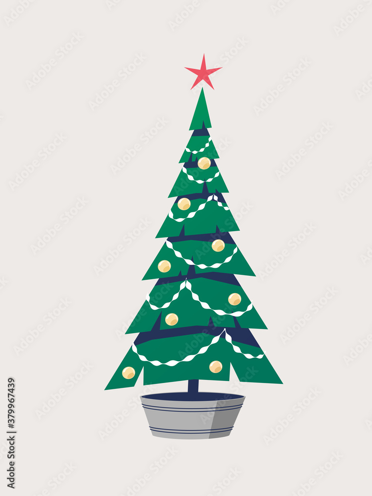 Christmas tree. Flat style vector illustration. Christmas tree. Flat style vector illustration.