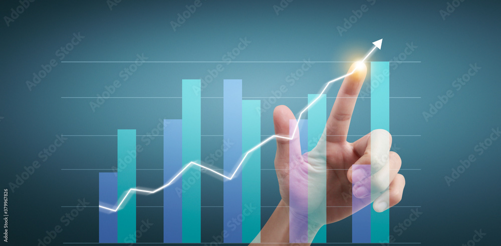 Hand touching graphs of financial indicator accounting market economy analysis chart Hand touching graphs of financial indicator accounting market economy analysis chart