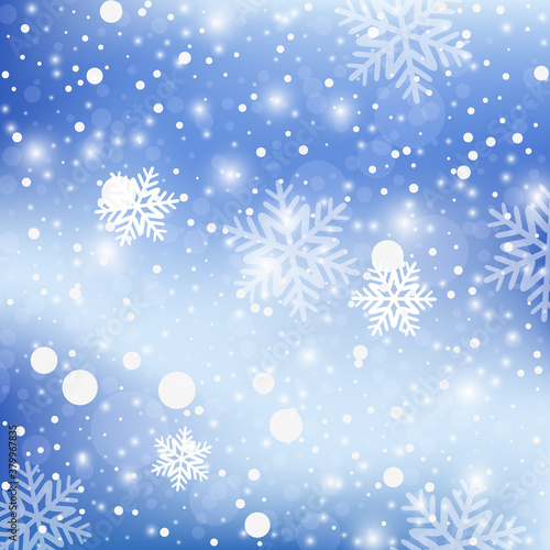 Winter blue background with snowflakes. Vector illustration.