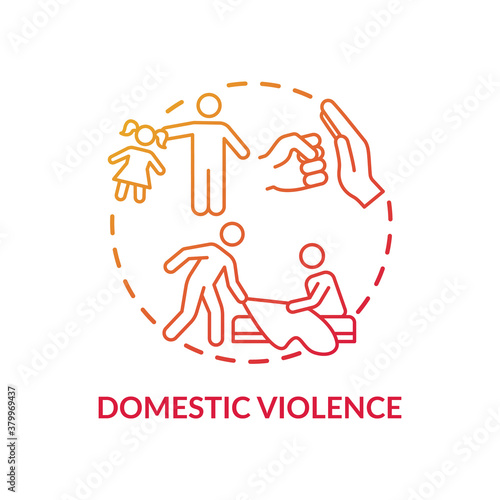 Domestic violence concept icon. Domestically violent relationship idea thin line illustration. Intimate partner violence. PTSD. Opinion differences. Arguing. Vector isolated outline RGB color drawing