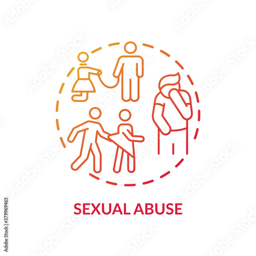 Sexual abuse concept icon. Domestic violence idea thin line illustration. Women victims. Posttraumatic stress disorder. Physical and psychological injuries. Vector isolated outline RGB color drawing