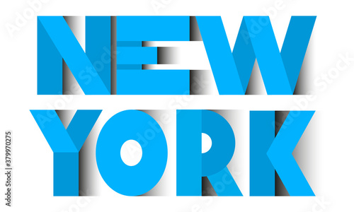 New york text with shadow effect on white backgrund - EPS 10 Vector