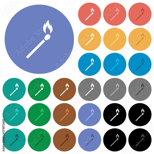 Matchstick round flat multi colored icons