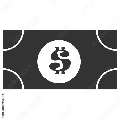 Dollar bill isolated on white background. Vector flooded icon. Set of business icons.