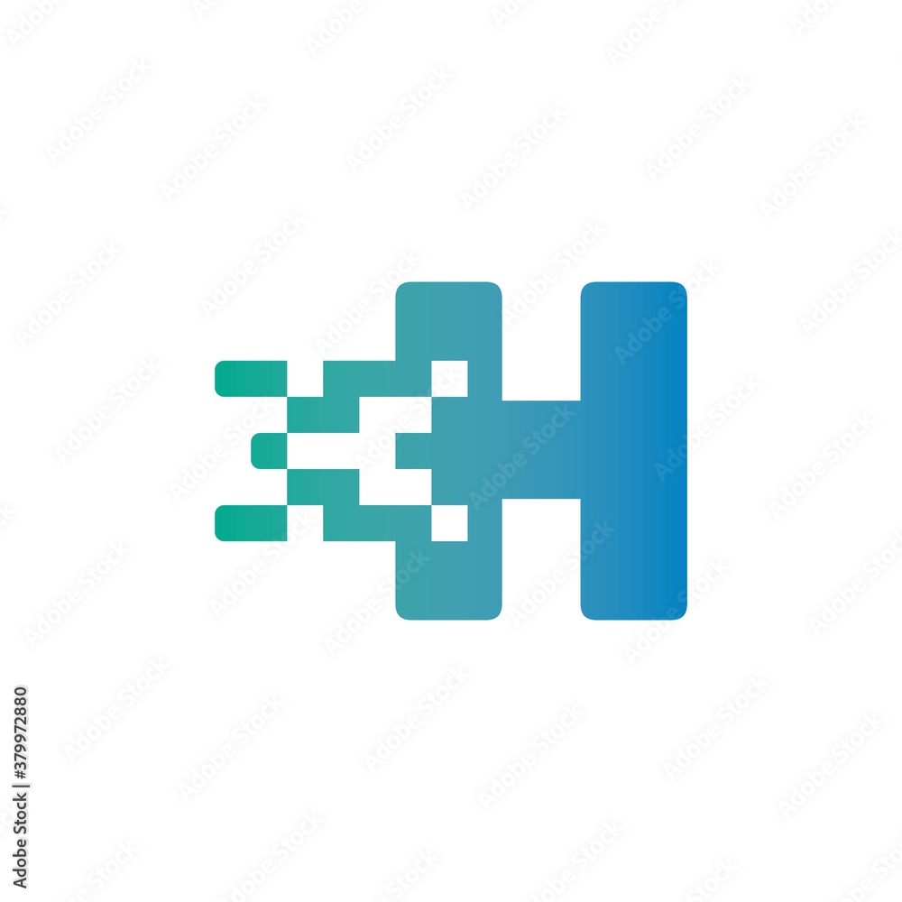 H Letter Pixel Media Technology Logo Design Template H Letter Pixel Media Technology Logo Design Template