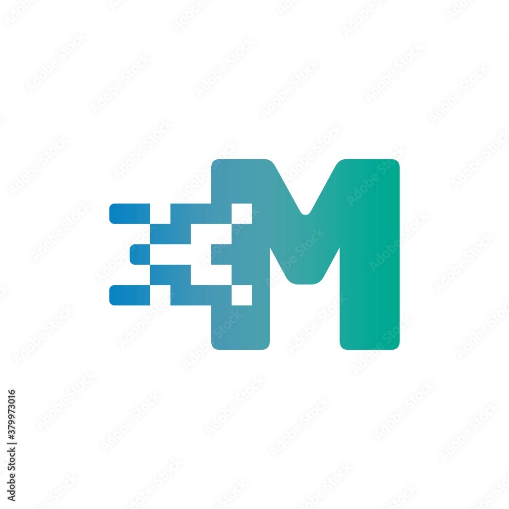 M Letter Pixel Media Technology Logo Design Template M Letter Pixel Media Technology Logo Design Template