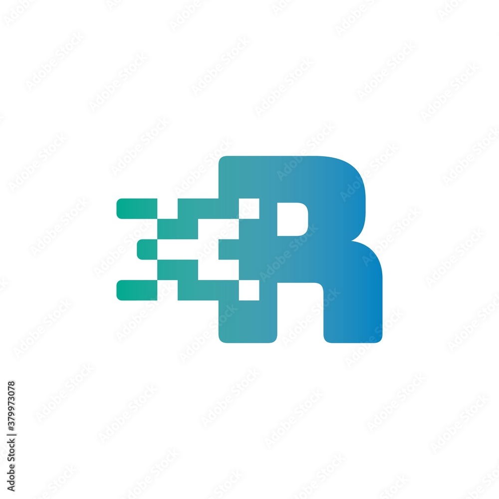 R Letter Pixel Media Technology Logo Design Template R Letter Pixel Media Technology Logo Design Template