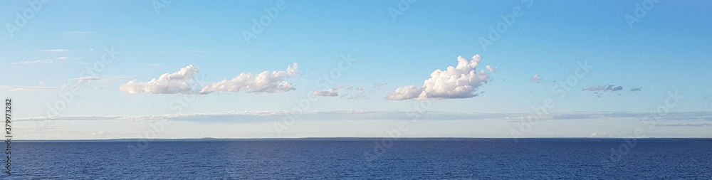 Beautiful ocean with clouds sky, perfect landscape background