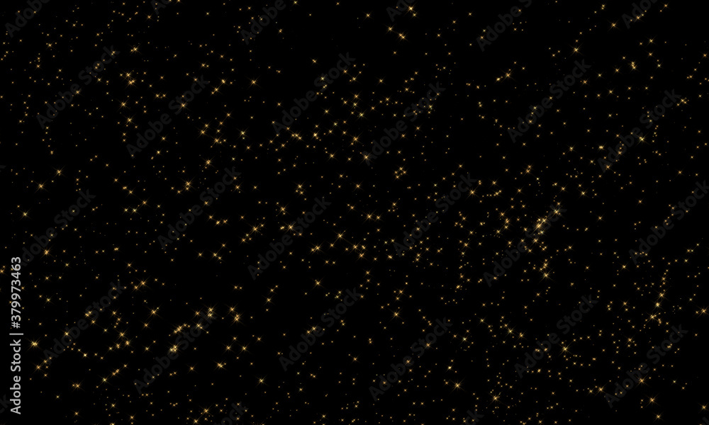 space simple black Primitive background with many yellow small stars. Multiple blinking on a dark background.