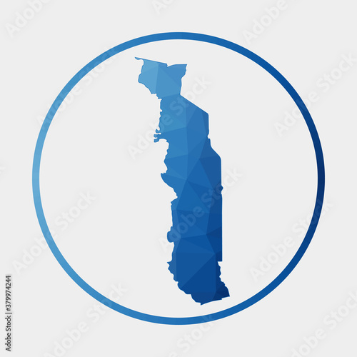 Togo icon. Polygonal map of the country in gradient ring. Round low poly Togo sign. Vector illustration.