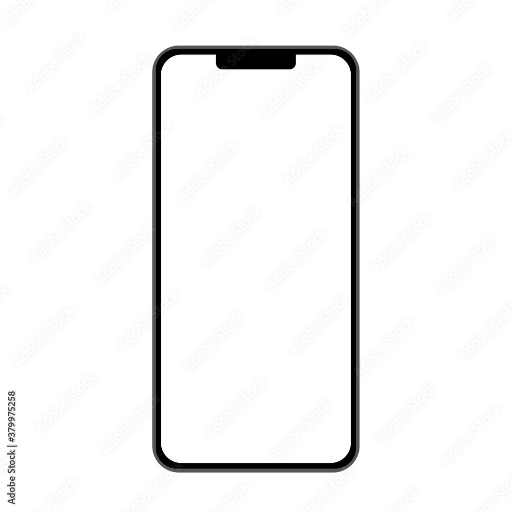 Phone front isolated on white background. Flat vector illustration, design template Phone front isolated on white background. Flat vector illustration, design template
