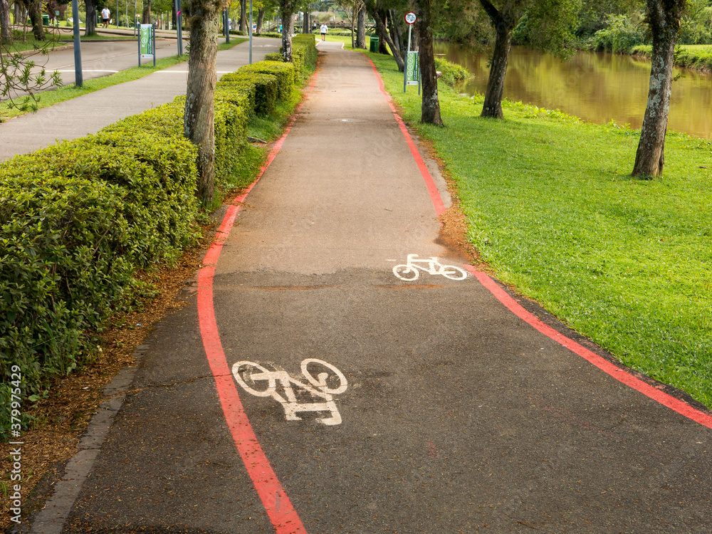 Obraz premium Bike Lane signs on streets ground