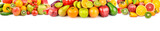 Collection fresh fruits and vegetables isolated on white background. Collage. Wide photo .