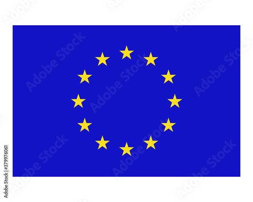 EU flag, vector illustration. Twelve yellow stars on a blue background.