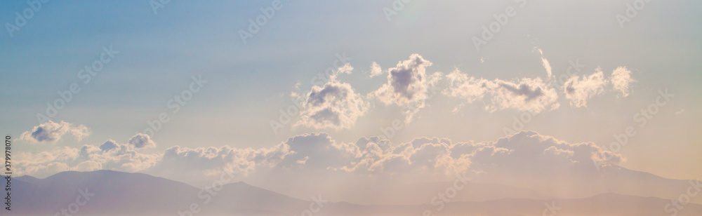 Beautiful sky clouds in mountains, landscape panorama skyline background Beautiful sky clouds in mountains, landscape panorama skyline background