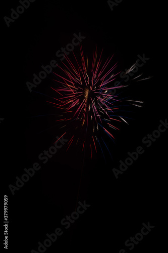 4th of July and new year Fireworks in the night sky. Firework concept background.