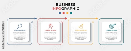 Business Infographic design template Vector with icons and 4 four options or steps. Can be used for process diagram, presentations, workflow layout, banner, flow chart, info graph