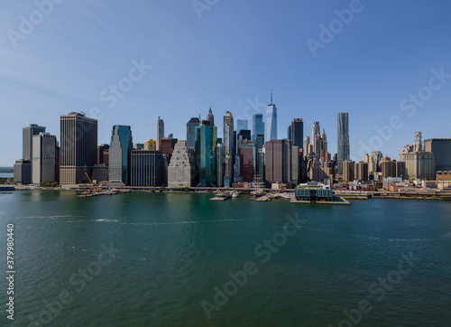 Aerial view of New York City panorama with Manhattan Skyline office buildings