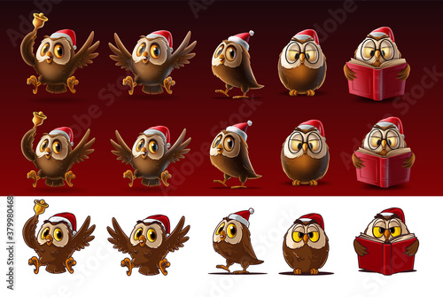 set of owls for christmas