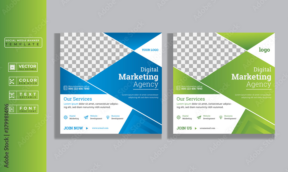 Fototapeta premium corporate social media post design template with Modern Creative and Clean Design.