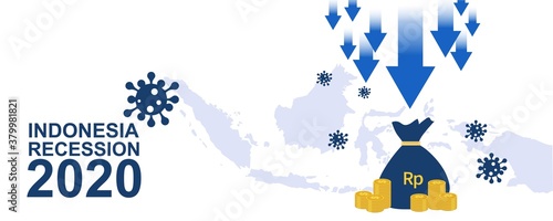 
Indonesia global recession design vector background template with indonesia map. The impact of the Corona virus outbreak on the Indonesian economy. The covid-19 pandemic