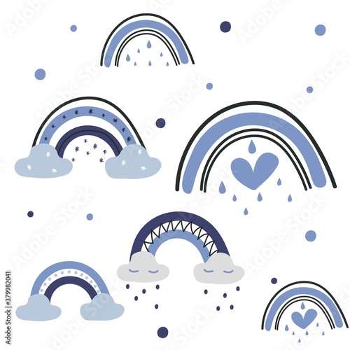 Cute vector rainbow clipart set on white background.