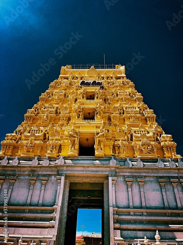 hindu temple at sunset Rameswaram Tamil Nadu India