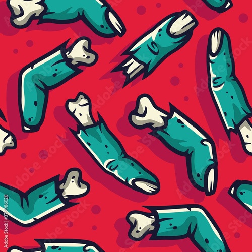 Pattern with horrible zombie fingers for halloween