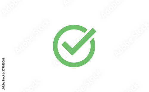 Green check mark. Symbol of approval. Approved tick symbol inside a circle.