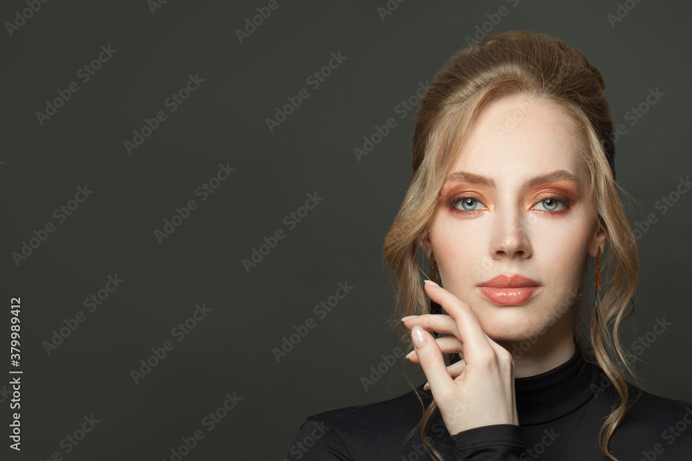 Perfect young woman face close up beauty fashion portrait Perfect young woman face close up beauty fashion portrait