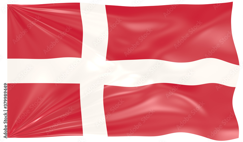 Obraz premium Detailed Illustration of a Waving Flag of Denmark