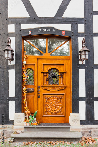 Front door of old house in Herten, Germany photo