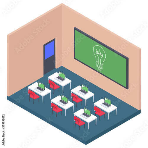  Isometric virtual classroom vector design 