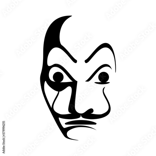 Canvas Print Salvador Dali style face mask outline in vector