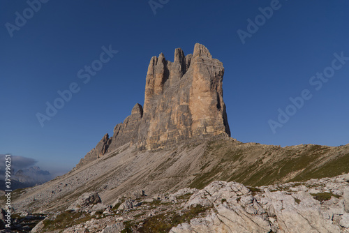 The East side of Three peaks of Lavaredo in the Italian Dolomites