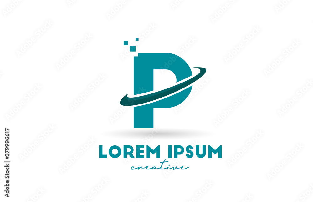 P alphabet letter logo icon in green color. Creative design with swoosh for business and company P alphabet letter logo icon in green color. Creative design with swoosh for business and company