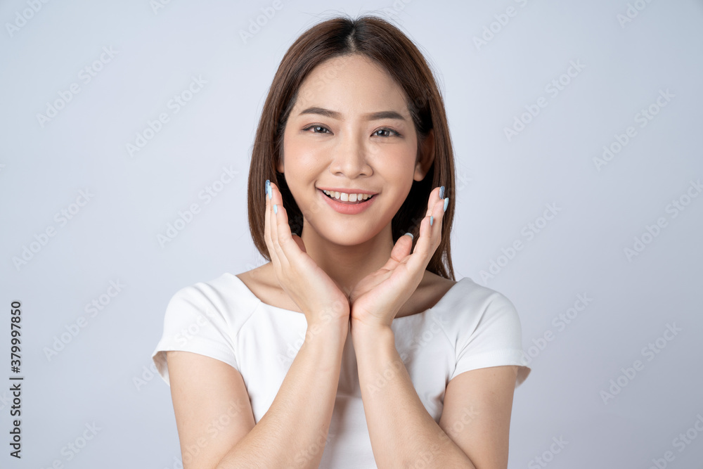 Beauty face Asian woman smiling and looking at the camera, Isolated on white background. Beauty face Asian woman smiling and looking at the camera, Isolated on white background.