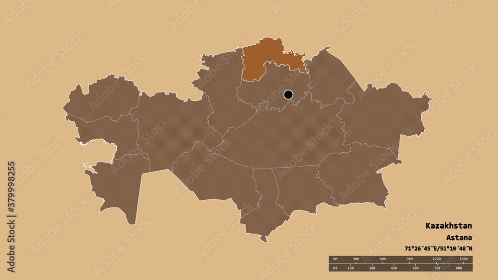 Location of North Kazakhstan, region of Kazakhstan,. Pattern