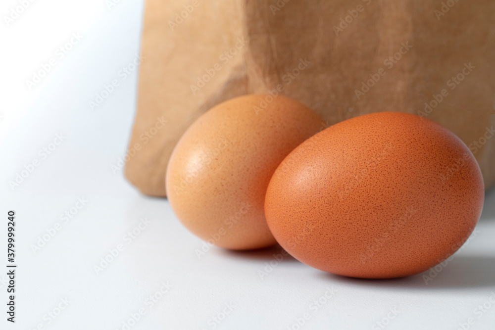 Fresh eggs, packed in kraft paper bags Fresh eggs, packed in kraft paper bags