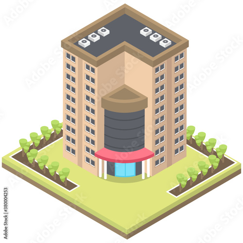 
Office building block in isometric design 
