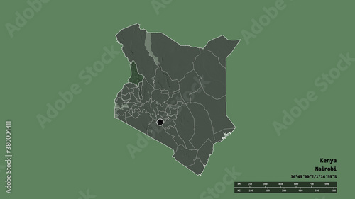 Location of West Pokot, county of Kenya,. Administrative photo