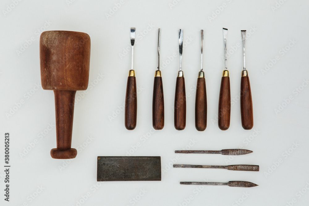 Vintage wood carving tools Stock Photo | Adobe Stock