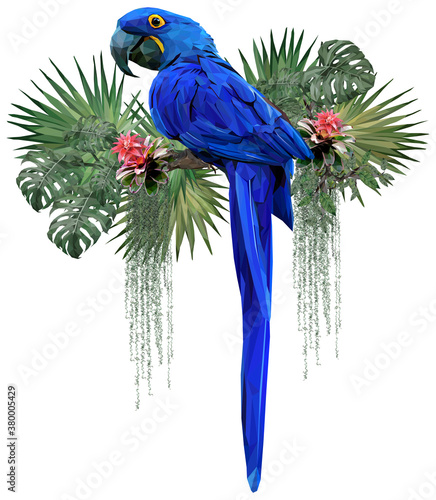 Vector Polygonal illustrate of Hyacinth macaw bird.