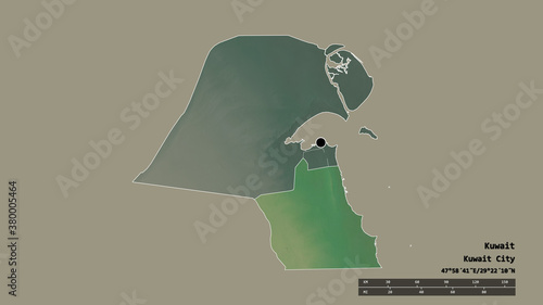 Location of Al Ahmadi, province of Kuwait,. Relief photo