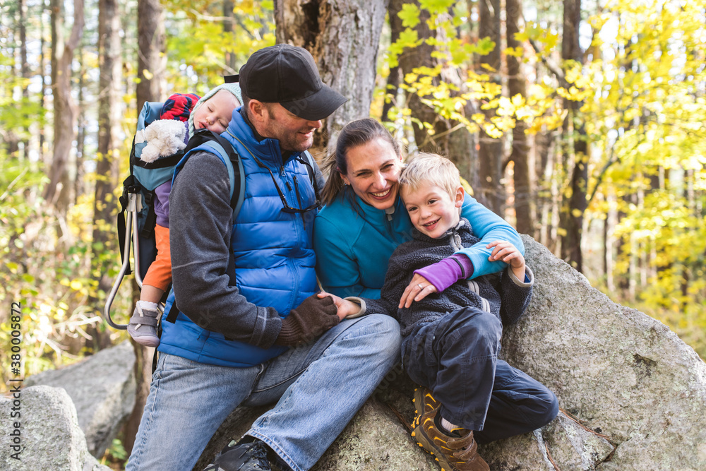 Happy family during an excursion in nature Happy family during an excursion in nature